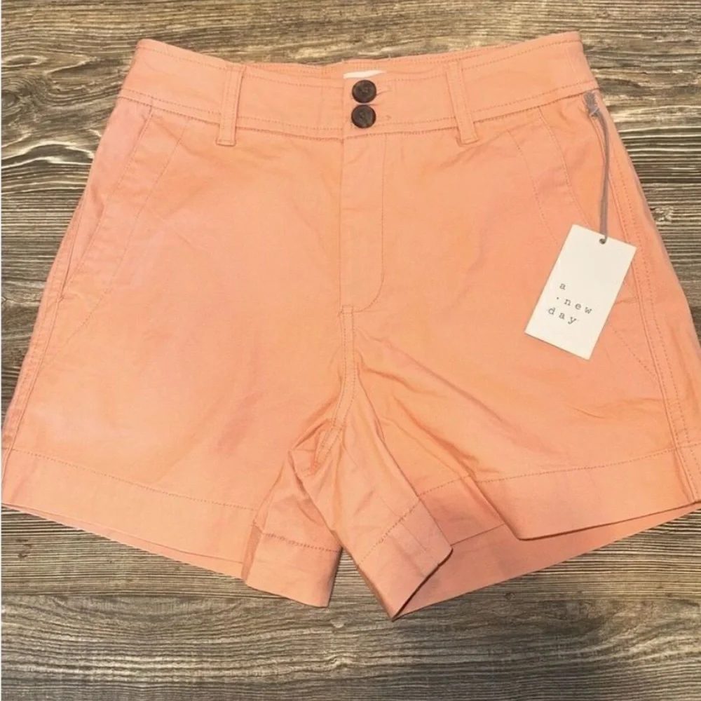A New Day Women's High-Rise Everyday Shorts Size 2 Peach 98% Cotton/2% Spandex - Picture 9 of 10